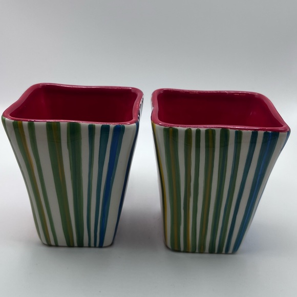 Tabletops Lifestyles rainbow stripe coffee mugs (2) - Picture 4 of 7